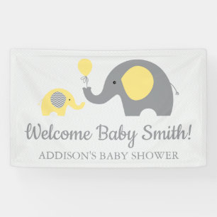 Geel en grijs Baby shower Banner Poster