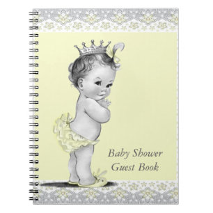 Geel en grijs Baby shower gastenboek Notitieboek