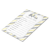 Geel en grijs Baby shower met ellephant - Vernisse Notitieblok (Schuin)