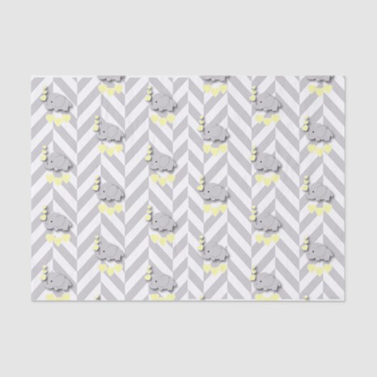 Geel en grijs Baby shower Tissuepapier (Voorkant)