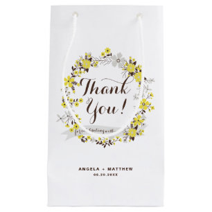 Geel en Grijs Bloemen Krans Partij Dank U Klein Cadeauzakje