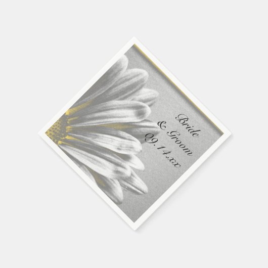 Geel en grijs bloemig hoogtepunt bruiloft servetten (Hoek)