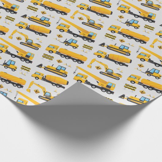 Geel en grijs bouwwerk op zaterdag cadeaupapier (Hoek)