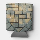 Geel en grijs brick-patroon met Initialen Blikjeskoeler (Achterkant)