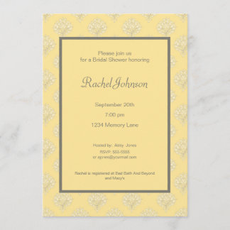 Geel en grijs bridal Shower Invitation Kaart