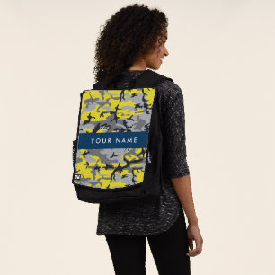 Geel en Grijs Camouflage Je naam personaliseren Rugtassen