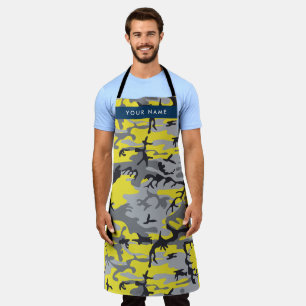 Geel en grijs Camouflage Jouw naam Personaliseren Schort