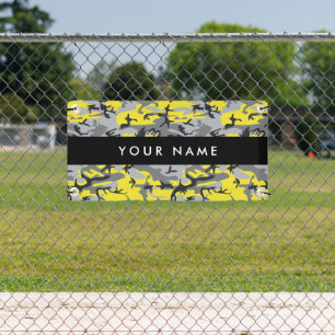 Geel en grijs Camouflage Jouw naam Personaliseren Spandoek