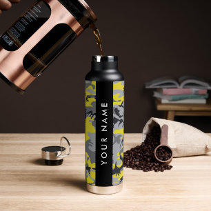 Geel en grijs Camouflage Jouw naam Personaliseren Waterfles
