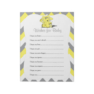 Geel en grijs Chevron Elephant-Baby Notitieblok