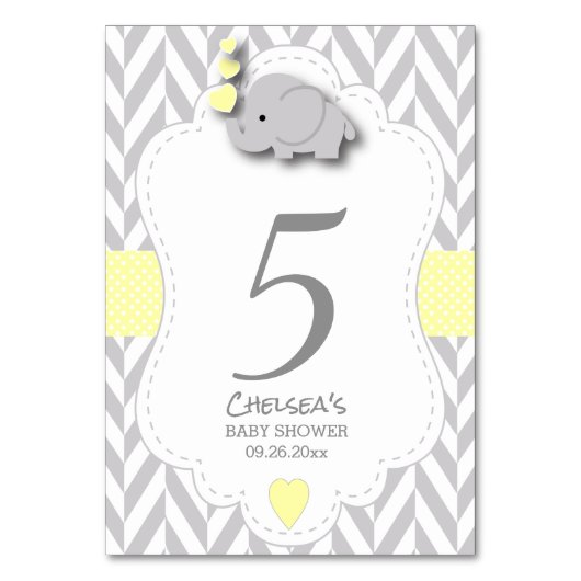 Geel en grijs Chevron Elephant Kaart (Voorkant)