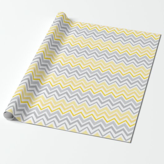 geel en grijs Chevron inpakpapier (Uitgerold)