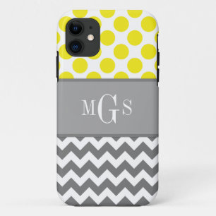 Geel en grijs, Chevron, Stippen iphone 5 Hoesje