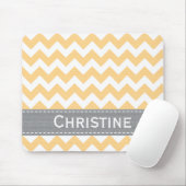 Geel en grijs Chevron Striped Mousepad Muismat (Met muis)