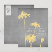 Geel en Grijs Chic Flower Wedding Save the Date Aankondigingskaart (Voorkant / Achterkant)