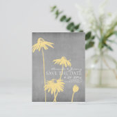 Geel en Grijs Chic Flower Wedding Save the Date Aankondigingskaart (Staand voorkant)