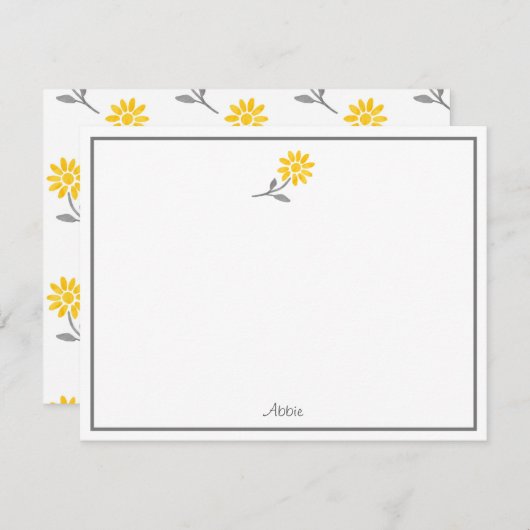 Geel en grijs Daisy Notitiekaartje (Voorkant / Achterkant)