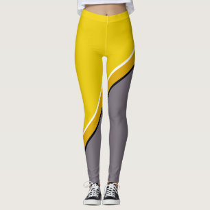 Geel en grijs diagonaal leggings