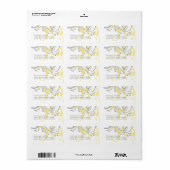 Geel en Grijs Dubbel Bloemen Terugkeeradres Etiket (Full Sheet)
