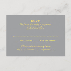 Geel en grijs Elegant Wedding RSVP Kaartje