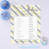 Geel en grijs Elephant Baby shower Game Flyer (Enkel)