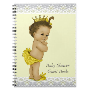 Geel en grijs Etnisch Baby shower gastenboek Notitieboek