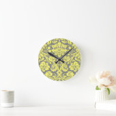 Geel en grijs Fancy Damask Patterned Ronde Klok (Huis)