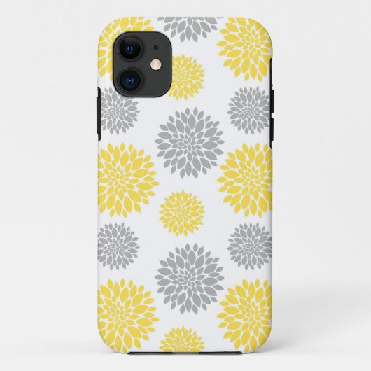 Geel en grijs Floral Pattern Case-Mate iPhone Case (Achterkant)