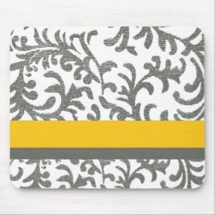 Geel en grijs Floral Pattern Muismat