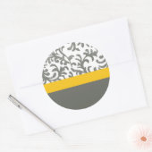 Geel en grijs Floral Pattern Ronde Sticker (Envelop)