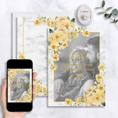 Geel en grijs Floral Vellum Overlay Save the Date