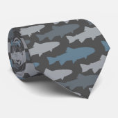 Geel en grijs forel vispatroon stropdas (Opgerold)