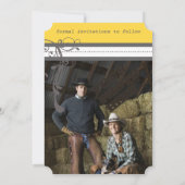 Geel en grijs Funky Swirls Weddenschap Save the Da Save The Date (Achterkant)