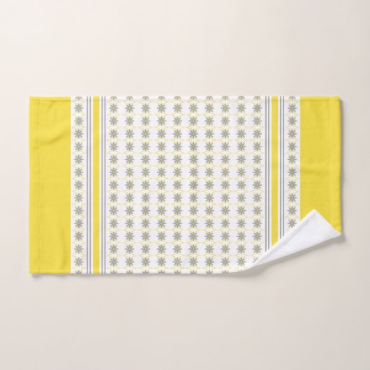 Geel en grijs Geometrische bloemen op wit Bad Handdoek (Handdoek)