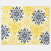 Geel en grijs Kool Moderne Floral Fleece Deken (Voorkant (Horizontaal))