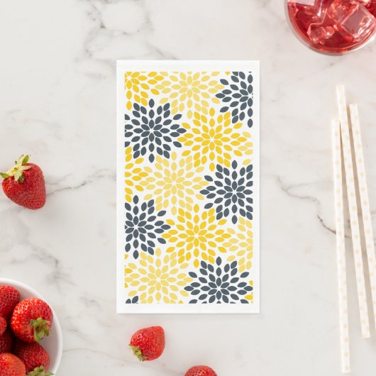 Geel en grijs Kool Moderne Floral Servet (Insitu)