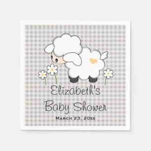 Geel en grijs Lamb Genderneutraal Baby shower Servetten