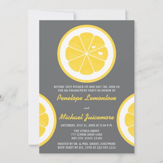 GEEL EN GRIJS-LEMON THEMED ENGAGTY KAART (Voorkant)