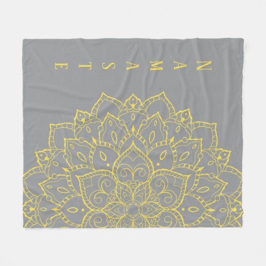 Geel en grijs Mandala Fleece Blanket (Voorkant (Horizontaal))
