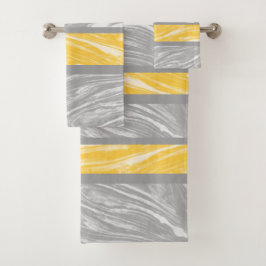 Geel en grijs marmer Abstracte moderne afbeelding Bad Handdoek