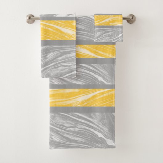Geel en grijs marmer Abstracte moderne afbeelding Bad Handdoek (Insitu)