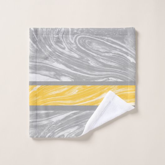 Geel en grijs marmer Abstracte moderne afbeelding Bad Handdoek (Wasdoekje)