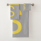 Geel en grijs Matig Initiaal Monogram Bad Handdoek (Insitu)