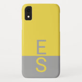 Geel en grijs Matig Initiaal Monogram Case-Mate iPhone Case (Achterkant)