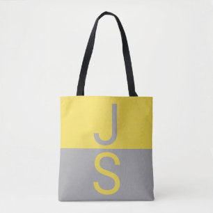 Geel en grijs Matig Initiaal Monogram Draagtas