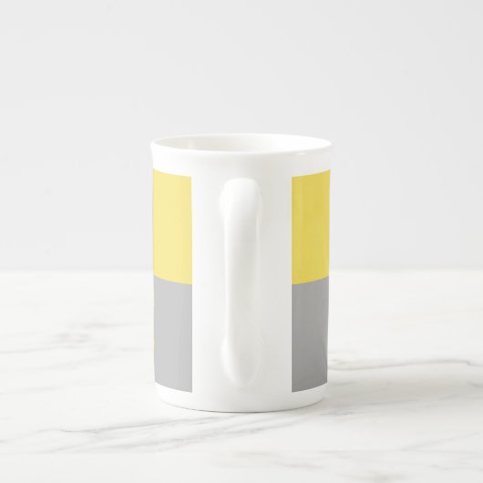 Geel en grijs Matig Initiaal Monogram Porselein Kop (Achterkant)