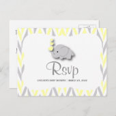 Geel en grijs olifant Baby shower - RSVP 2 Uitnodiging Briefkaart (Voorkant / Achterkant)