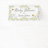 Geel en grijs Roos Dragonfly Baby shower Bann Spandoek (Insitu)