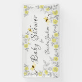 Geel en grijs Roos Dragonfly Baby shower Bann Spandoek (Verticaal)