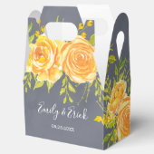 Geel en grijs Roos Peony Wedding Favor Box Bedankdoosjes (Geopend)